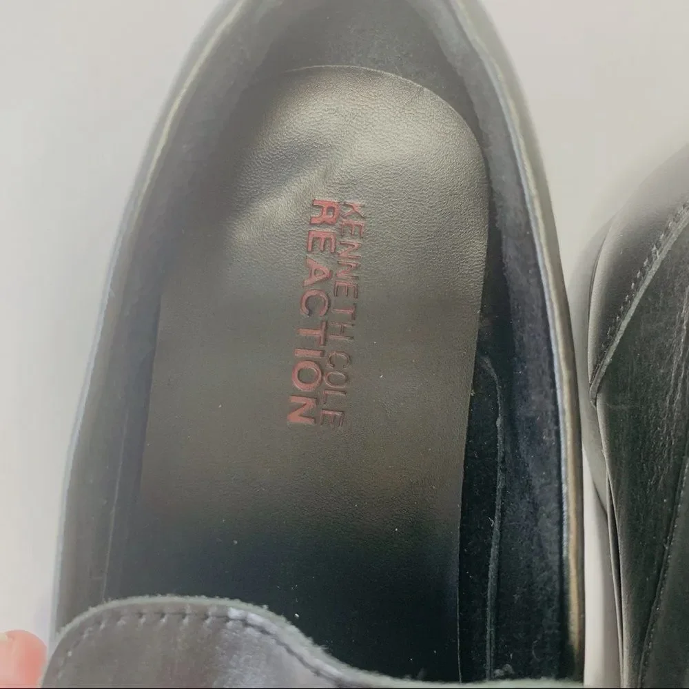 Kenneth Cole Reaction Mens‎ Black Leather Dress Shoes Loafers Slip On Size 7 M